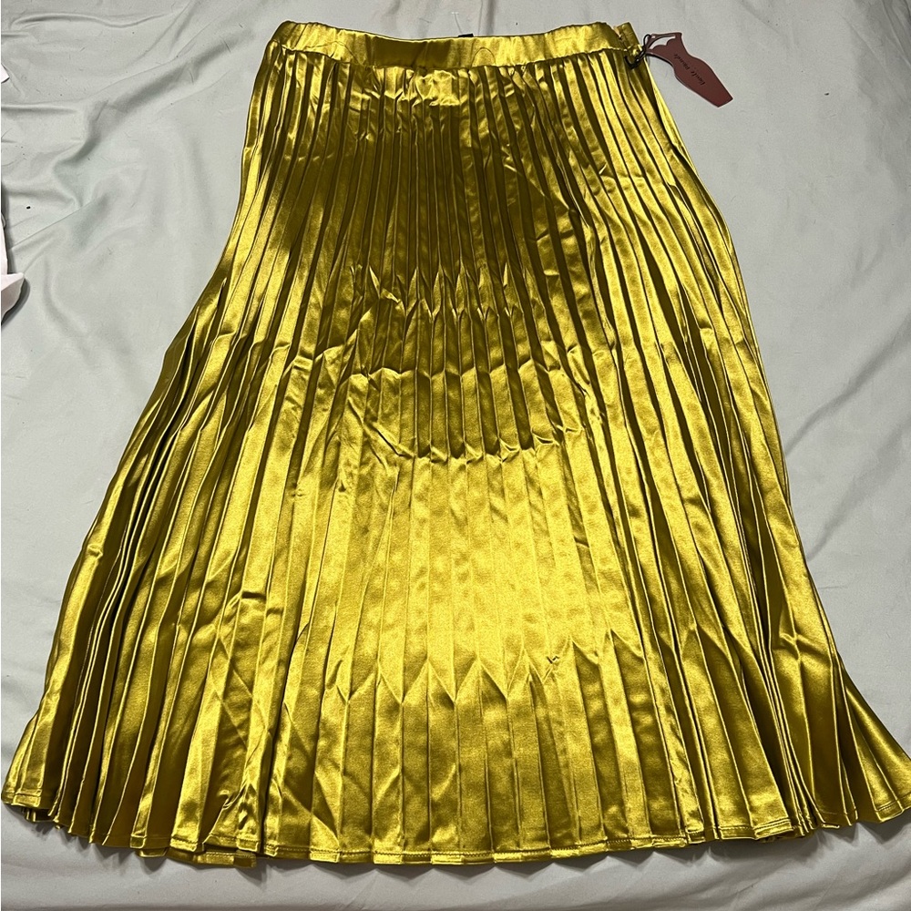 Long Charteruse Pleated Skirt